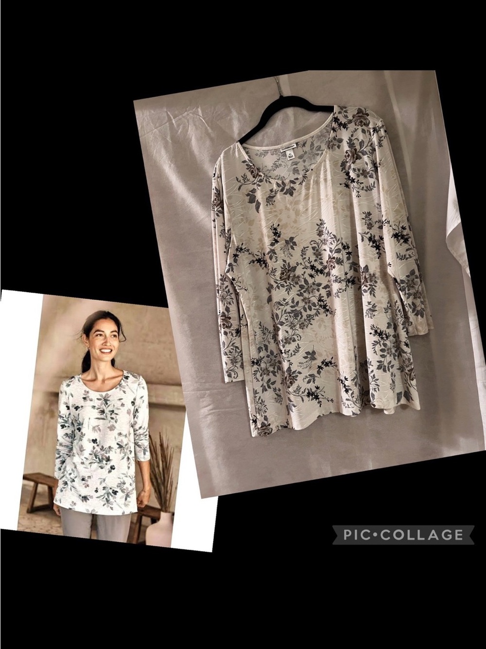 Croft & Barrow women's floral Cream colored , 3/4 sleeves XL